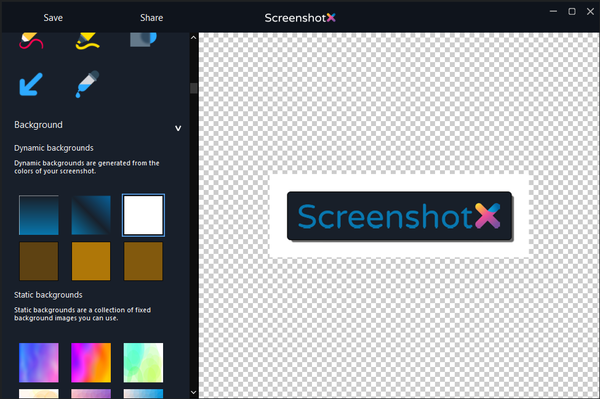 ScreenshotX editing area