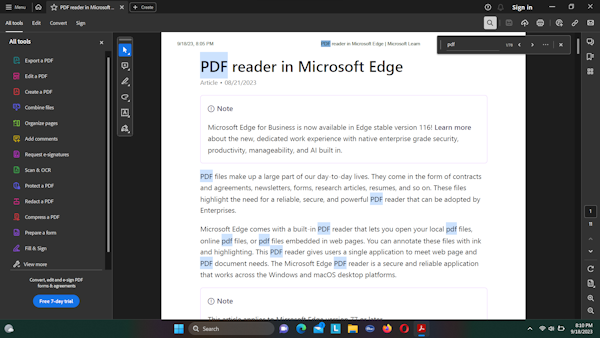 Search texts in PDF in Adobe Acrobat