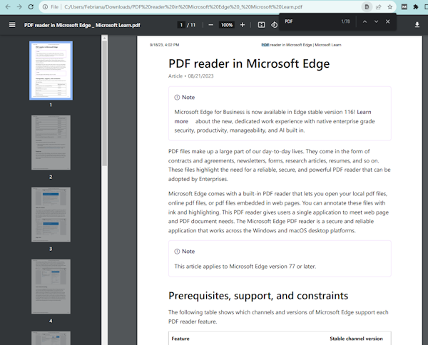 Search texts in PDF in Google Chrome