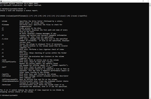 Run CHKDSK on Command Prompt