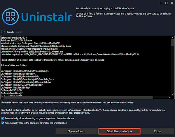 Click the Start Uninstallation button to start uninstalling 