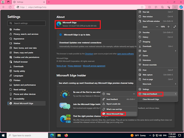 Check Microsoft Edge's version and version number