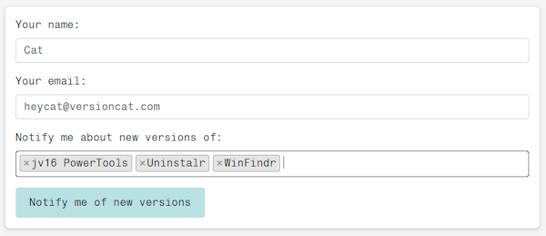 VersionCat's notify me feature
