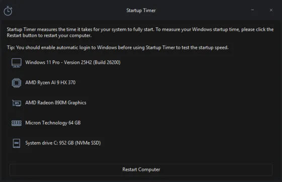 jv16 PowerTools 9 Startup Timer screenshot