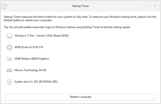 jv16 PowerTools 9 Startup Timer screenshot