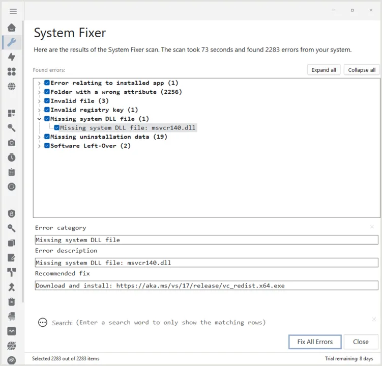 jv16 PowerTools 9 System Fixer screenshot