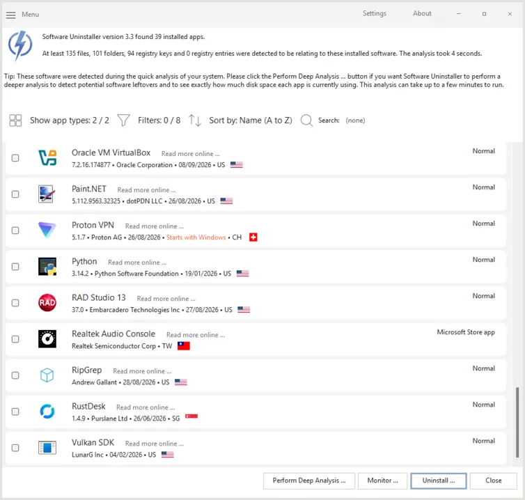 jv16 PowerTools 9 Software Uninstaller screenshot